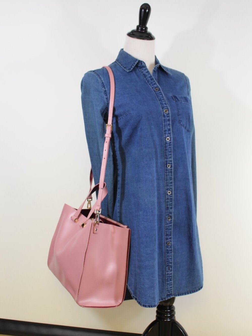 Kate Spade Pink Structured Tote Bag Contrast Interior Crossbody